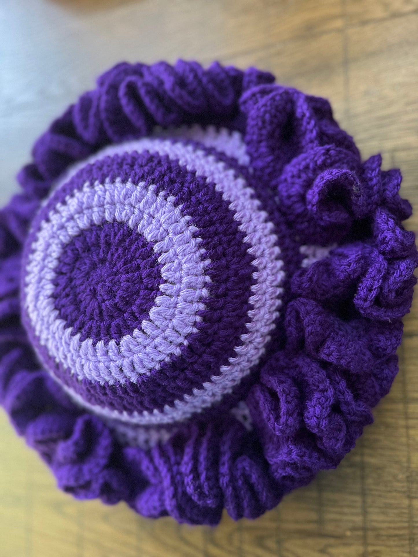 Purple spiral Ruffle hat