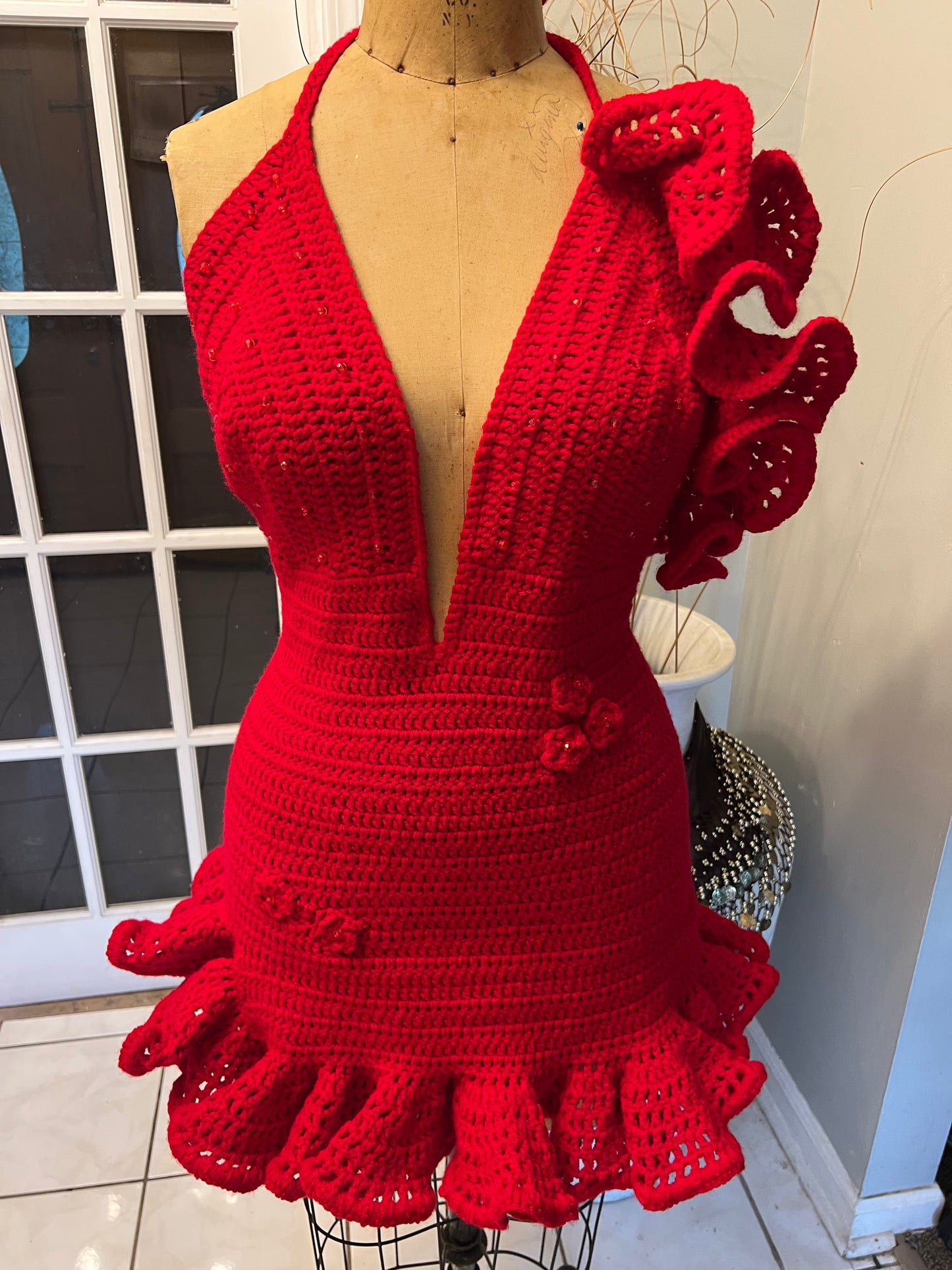 Split ruffle dress